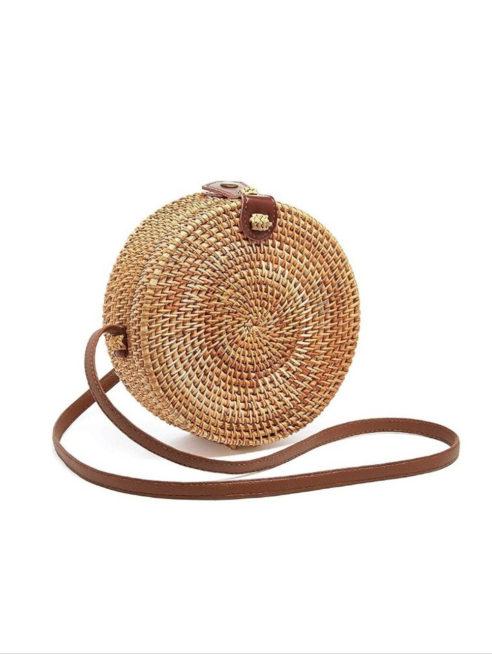 Summer & Rose Round Rattan Woven Crossbody Bag